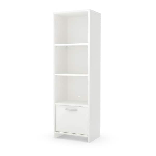 South Shore 53.5 in. Pure White Faux Wood 3-shelf Standard Bookcase with Doors