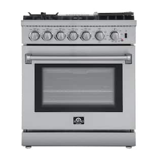 Lazio 30 in. 5-Burner Dual Fuel Range with Gas Stove and Electric Oven True Convection in Stainless Steel