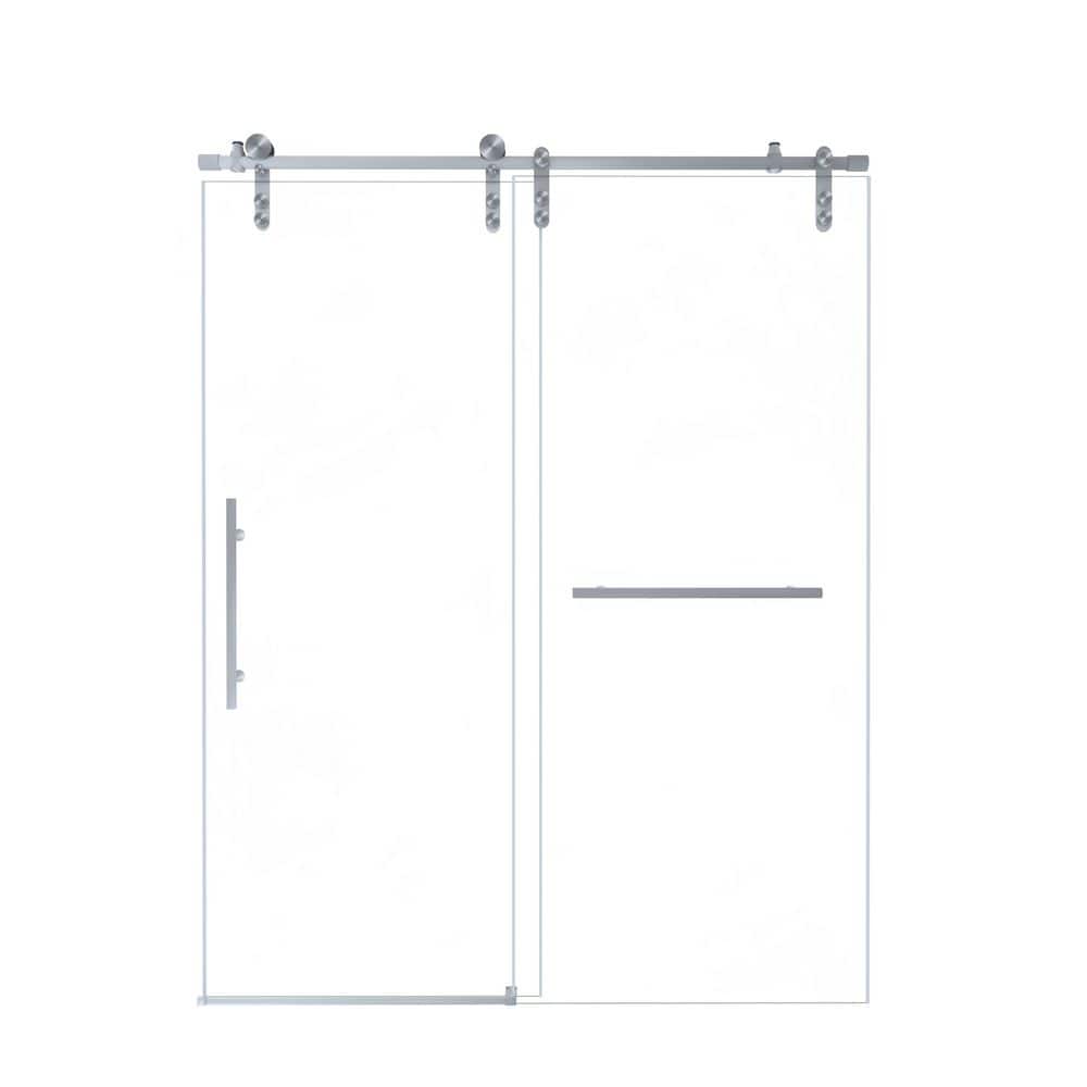 56-60 in. W x 76 in. H Frameless Sliding Shower Door in Brushed Nickel with 5/16 in. (8mm) Clear Tempered Glass price history on PriceWatchPro