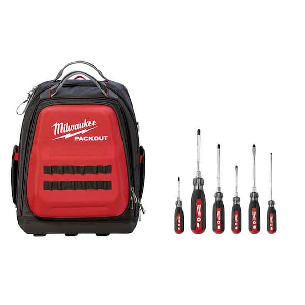 Milwaukee PACKOUT 15 in. Backpack with 6-Pack Cushion Grip Screwdriver Set