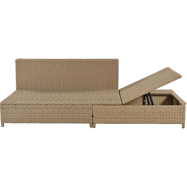 Unbranded 3-Piece Metal Outdoor Sectional Set All Weather PE Wicker Sectional Set with Natural BrownplusBeige Cushions