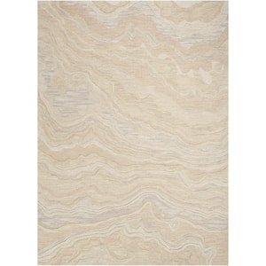 Graceful Beige 4 ft. x 6 ft. Abstract Contemporary Area Rug