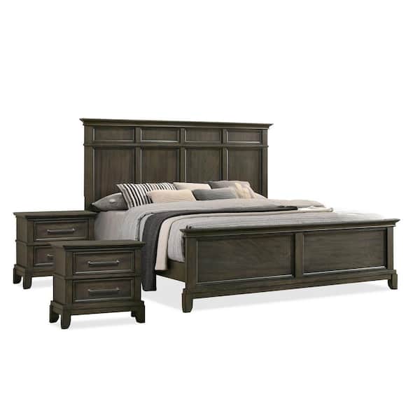 Furniture of America Emery Point 3-Piece Gray Wood Queen Bedroom Set with Care Kit and 2-Nighstands