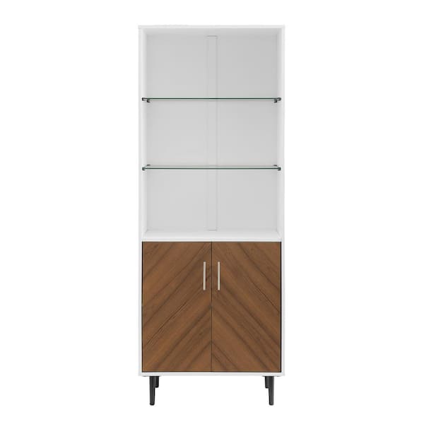 Welwick Designs 3-Shelf Solid White Bookmatch Display Cabinet