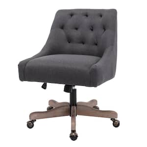 Dark Gray Linen Fabric Upholstered Armless Office Chairs