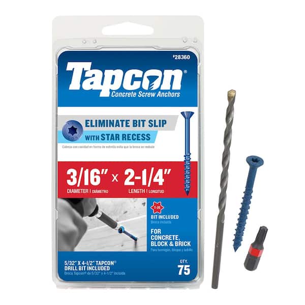 Tapcon 3/16 in. x 2-1/4 in. Star Flat-Head Concrete Anchors (75-Pack)
