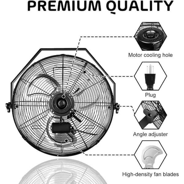 Siavonce 18 in. Industrial Wall Mount Fan, 3-Speed Commercial