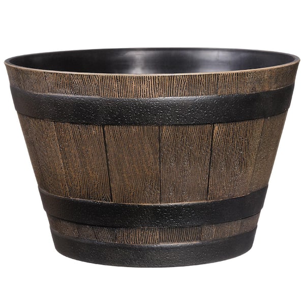 Unbranded 20.5 in. Dia x 12.25 in. H Kentucky Walnut Resin Whiskey Barrel