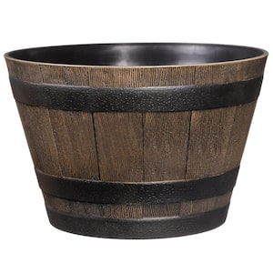 20.5 in. Dia x 12.25 in. H Kentucky Walnut Resin Whiskey Barrel