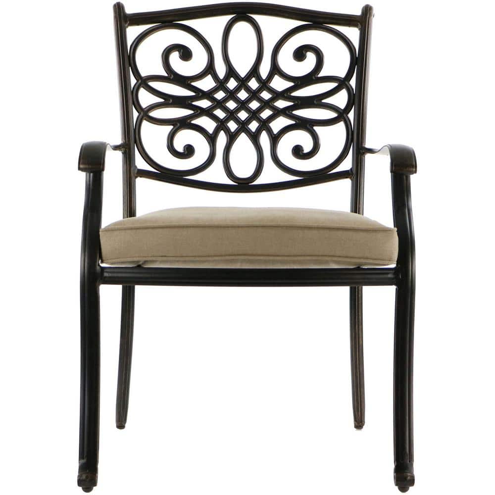 Hanover Traditions 11-Piece Aluminum Outdoor Dining Set with Tan Cushions