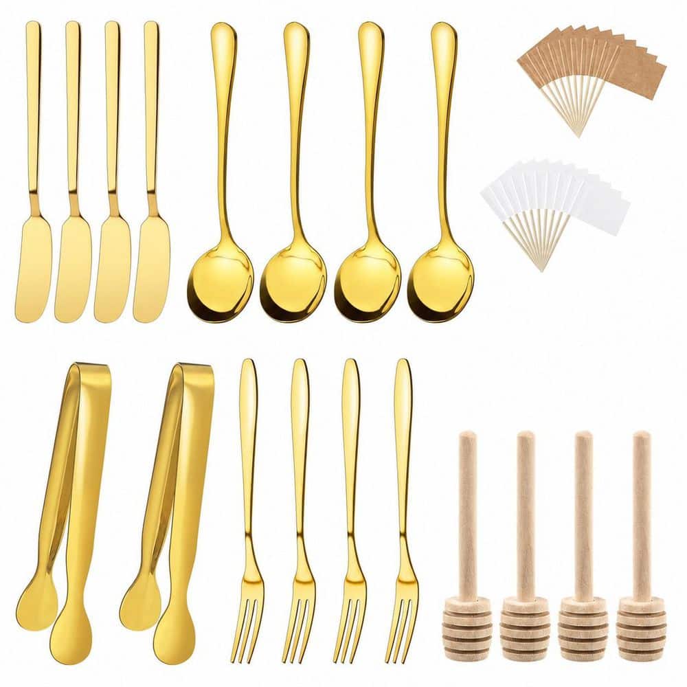 38-Piece Gold Stainless Steel Charcuterie Utensils Set with Mini Cheese Spreaders, Serving Tongs, Forks price history on PriceWatchPro