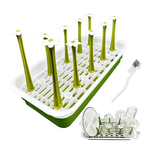 Wudkey Food Grade Plastic Kitchen Vertical Bottle Drying Rack Drinking Glass, Removable Adjustable Large Water Drying Rack