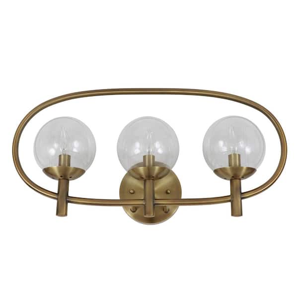 Decor Therapy Griggs Globe 3-Light Antique Brass Sconce