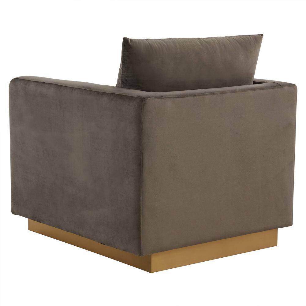Dark Grey Velvet Wood Frame Accent Chair