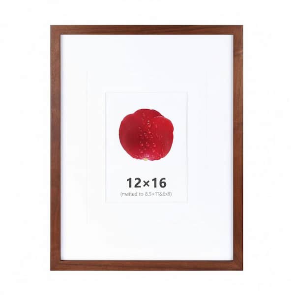 12 x 16 Solid Natural Walnut Wood Wall or Tabletop Display Picture Frame with Tempered Glass