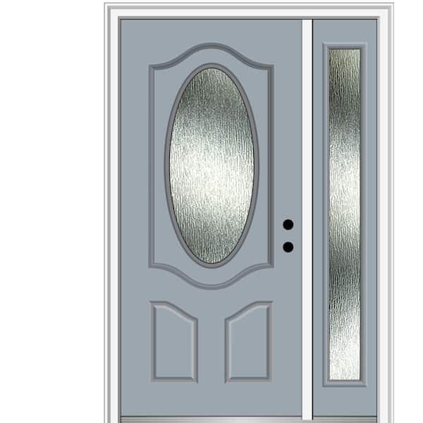 MMI Door 48 in. x 80 in. Left-Hand Inswing Rain Glass Storm Cloud Fiberglass Prehung Front Door on 4-9/16 in. Frame