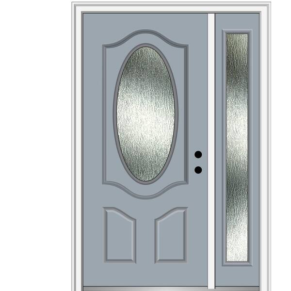 MMI Door 50 in. x 80 in. Left-Hand Inswing Rain Glass Storm Cloud Fiberglass Prehung Front Door on 6-9/16 in. Frame