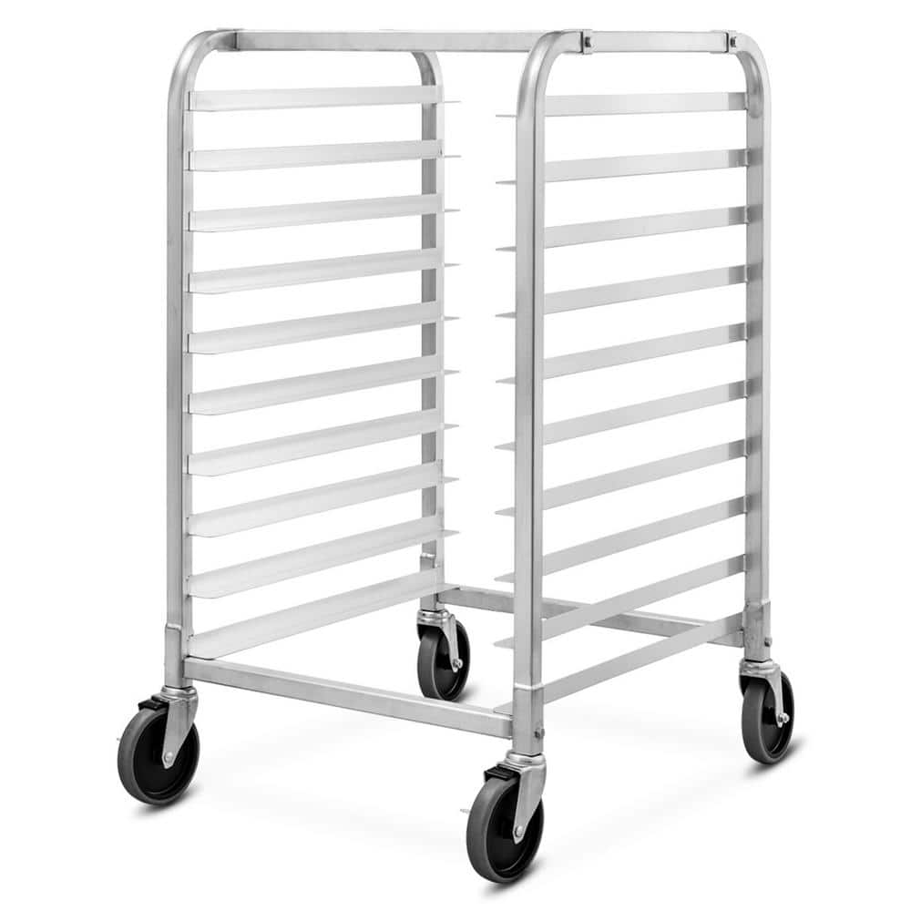 Aluminum Silver 10 Sheet Bun and Sheet Pan Rack with Mute Rolling Casters - thumbnail 2