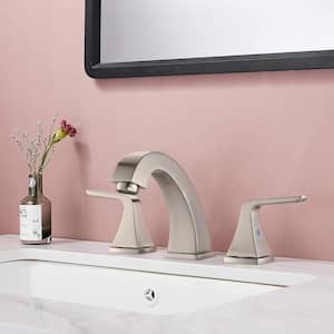 8 in. Widespread Double-Handle Bathroom Faucet Combo Kit with Drain Kit Included and Pop-Up Drain in Brushed Nickel