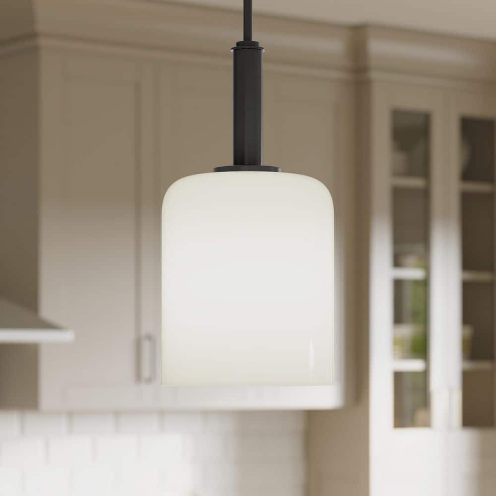 Reines 60-Watt 1-Light Matte Black New Traditional Pendant with Opal Glass Shade price history on PriceWatchPro