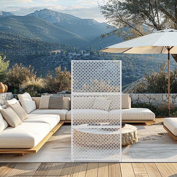 Dovelina Jason 72 in. Galvanized Steel Garden Fence Outdoor Privacy Screen Garden Screen Panels in White
