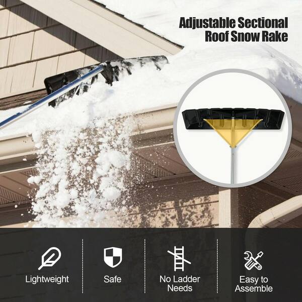 VEVOR Snow Roof Rake, 30ft Reach Aluminium Roof Shovel with Slide Cloth,  Premium 19 Blade Snow