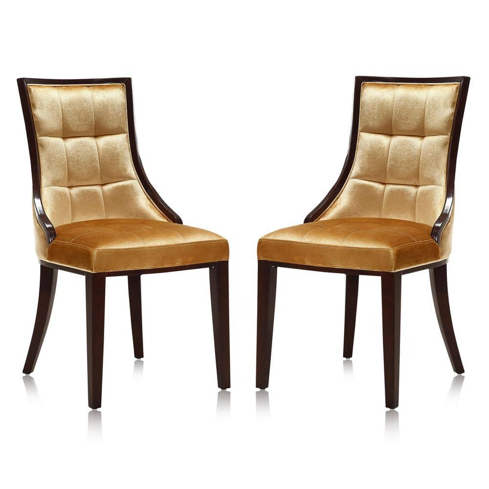 Manhattan Comfort Fifth Avenue Antique Gold Velvet Dining Chair (Set of
