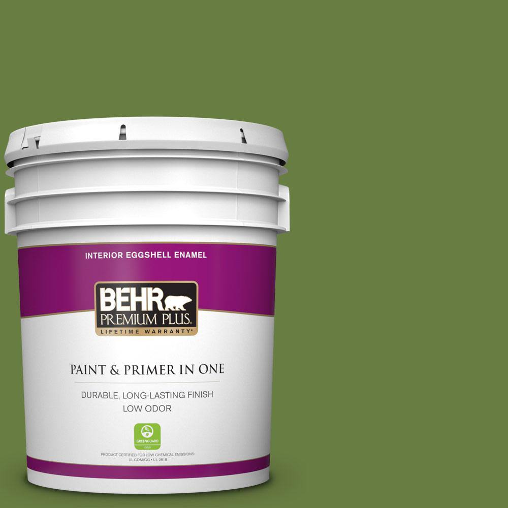 Behr Premium Plus 5 Gal M360 7 Rockwall Vine Eggshell Enamel Low Odor Interior Paint And Primer In One 230005 The Home Depot