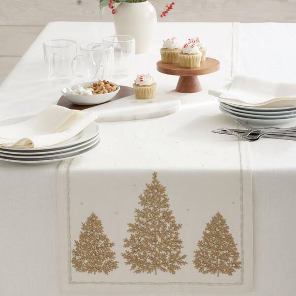 white company table runner