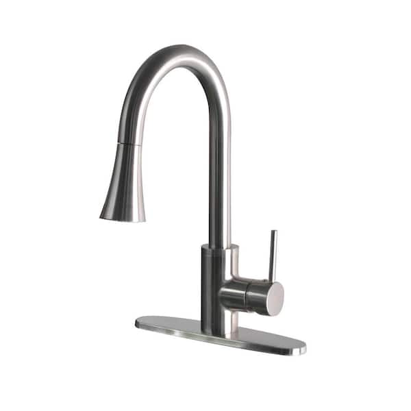 Belle Foret Modern Single-Handle Pull-Down Sprayer Kitchen Faucet in Stainless Steel