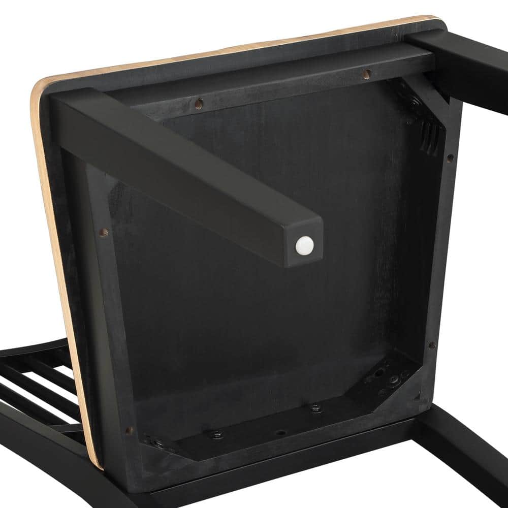 Ebony and Natural Wood High Slat Back Side Chair