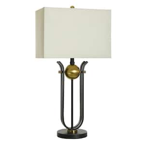Fangio Lighting 30 in. Black Metal and Frosted Glass Table Lamp