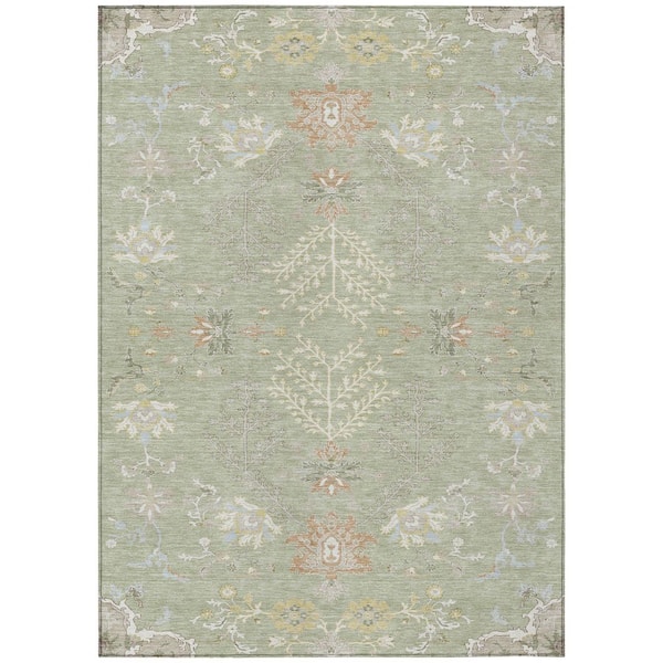 Chantille Machine Washable Indoor/Outdoor Abstract ACN2676 Celery 5 ft. x 7 ft. 6 in. Area Rug