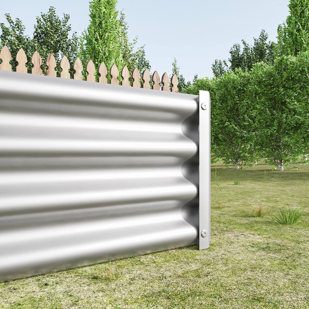 Silver Galvanized Metal Rectangular Raised Garden Bed, 6 x 3 x 1FT