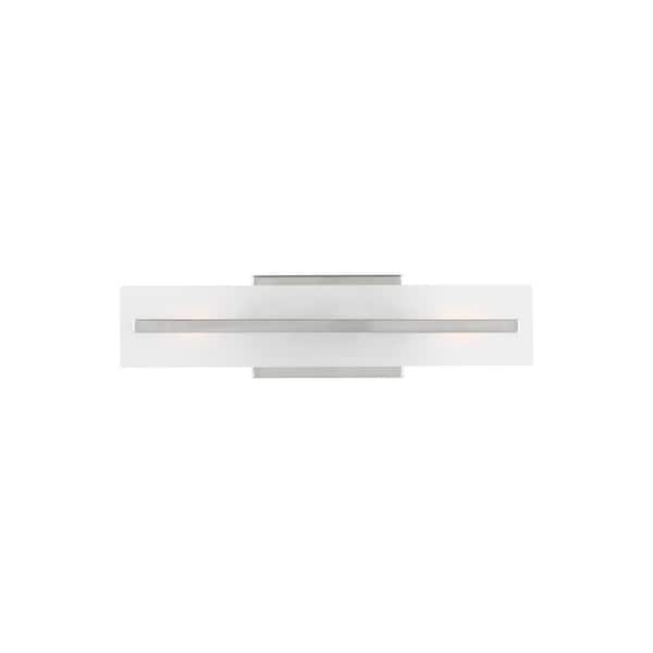 Generation Lighting Dex 17.875 in. Small 2-Light Brushed Nickel Vanity Light with Satin Etched Glass Shade