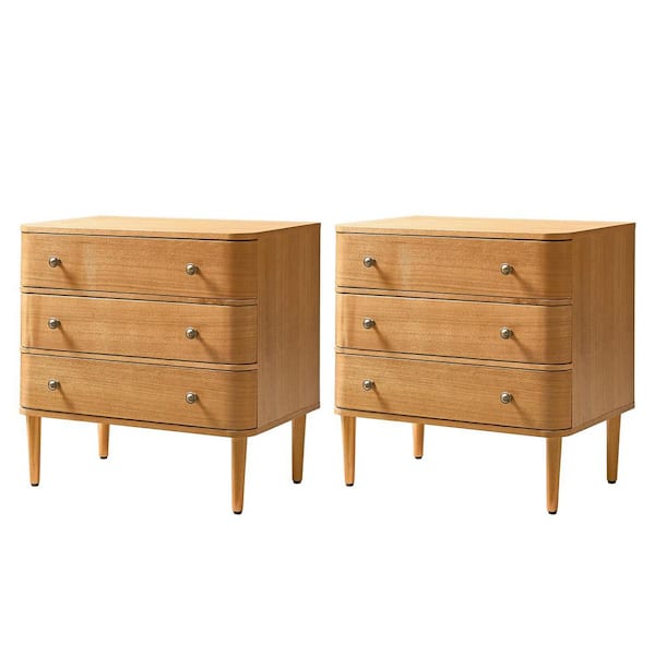 JAYDEN CREATION Ludwig Oak 3-Drawer 26 in. W Nightstand with Built