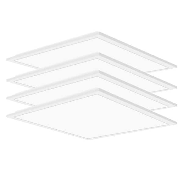 KOAOEIRS 2 x 2 ft. Integrated LED Flat Panel Light 5000K, 5800-Lumens 0-10V Dimmable Commercial Recessed Edge-Lit Light (4-Pack)
