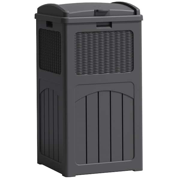 Patiowell 36 gal. Resin Outdoor Trash Can, Plastic Deck Box in Gray