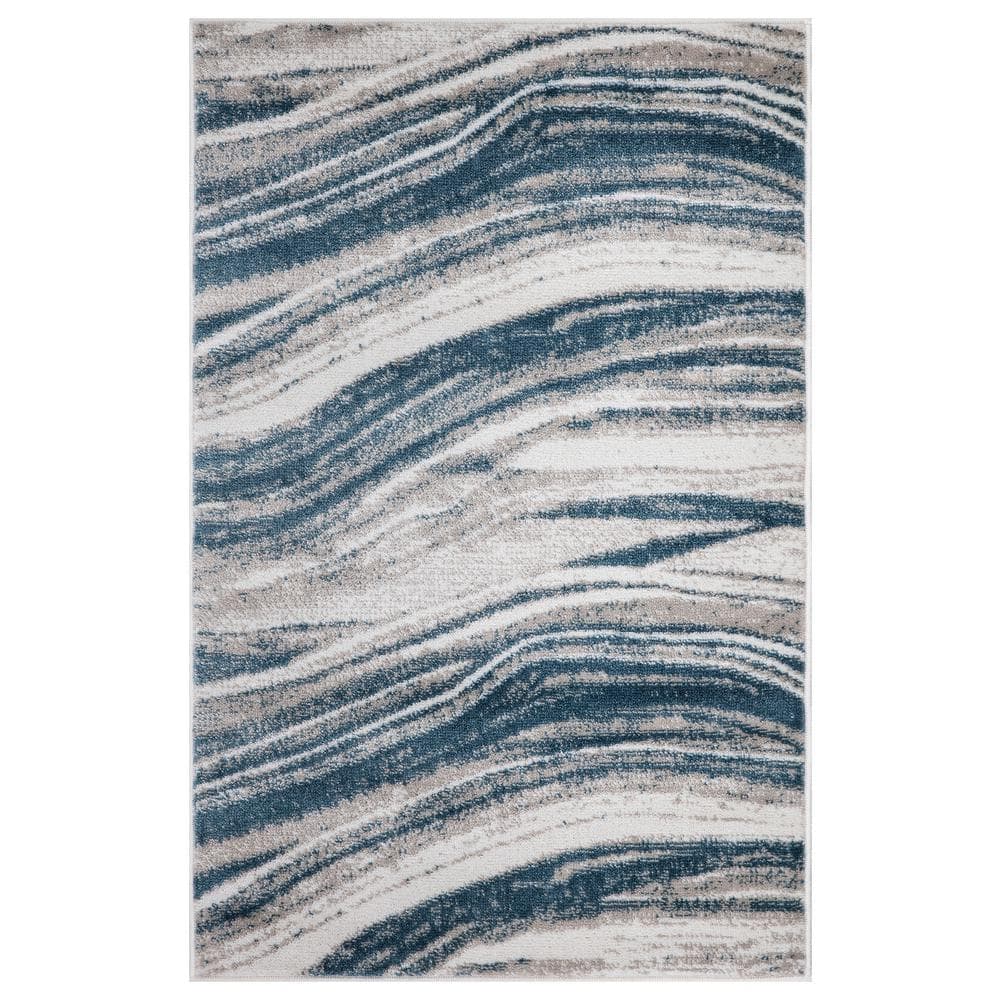 Jefferson Collection Marble Stripes Blue 3 ft. x 4 ft. Area Rug price history on PriceWatchPro