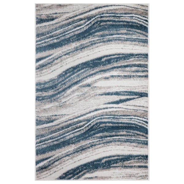 Concord Global Trading Jefferson Collection Marble Stripes Blue 3 ft. x 4 ft. Area Rug
