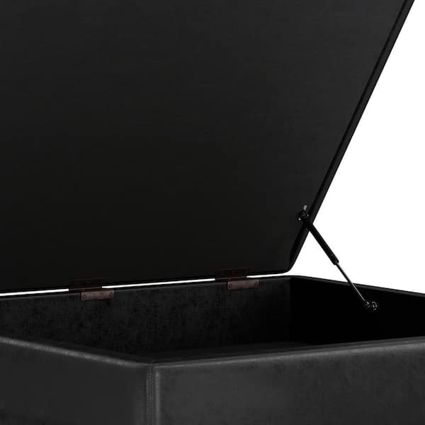 Simpli Home Owen 40 in. Wide Vegan Leather XL Square Coffee Table