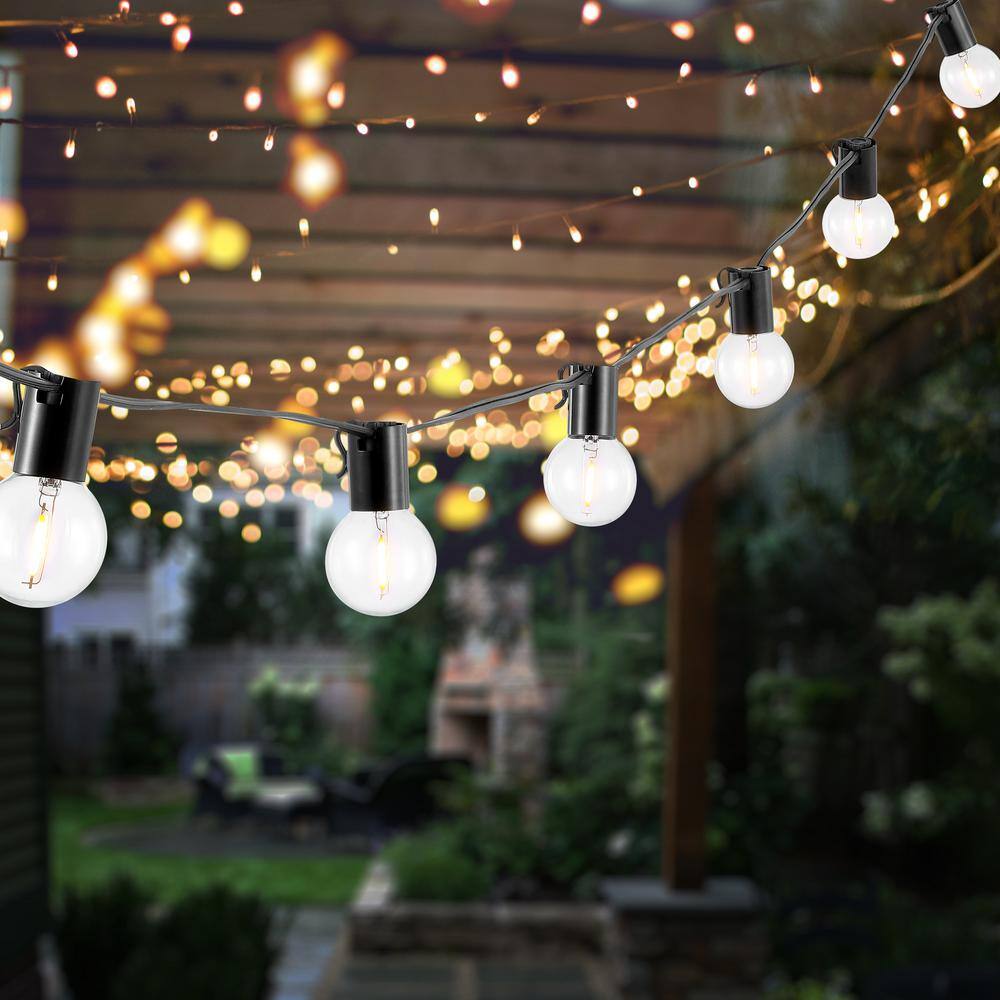 Huron 10-Light Black LED Outdoor String Lights
