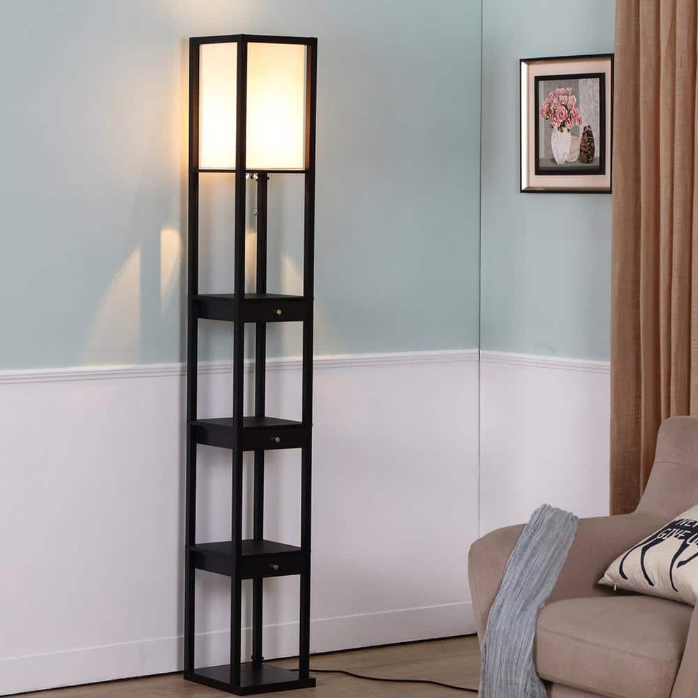 Maxwell Smart Shelf Floor Lamp with LED and Voice Assistant - Black