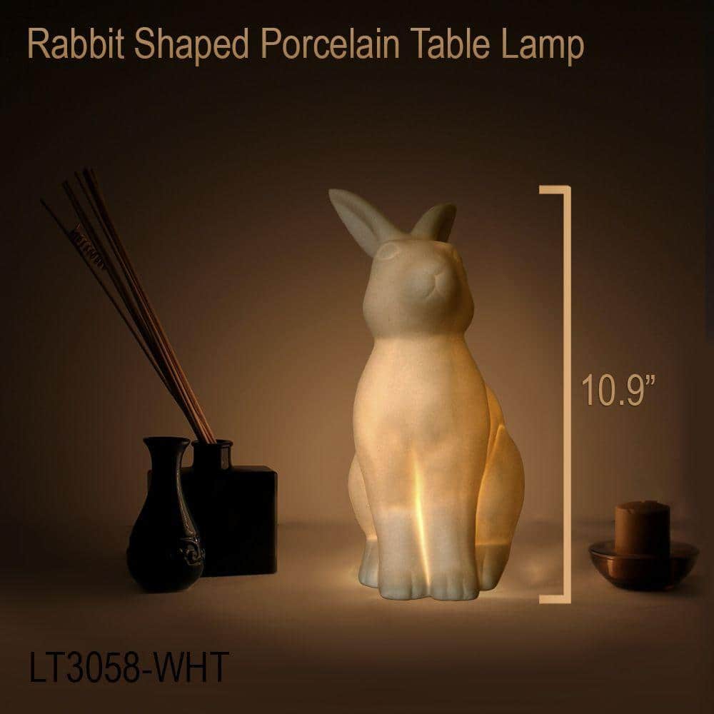 White Porcelain Bunny Rabbit Shaped Night Light for Kids
