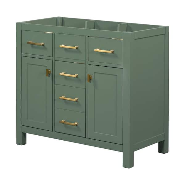 36 in. W x 18 in. D x 33 in. H Modern Freestanding Bath Vanity Cabinet without Top with 2-Doors and 4-Drawers in Green