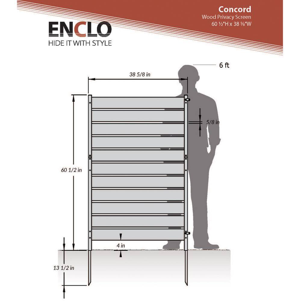 Concord 5ft x 3.2ft Cedar Wood Privacy Screen with Aluminum Posts