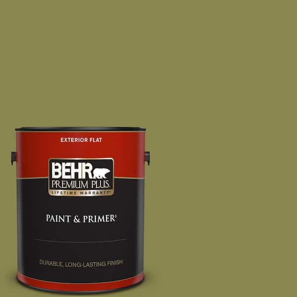 BEHR PREMIUM PLUS 1 gal. #T15-18 Snap Pea Green Flat Exterior Paint & Primer