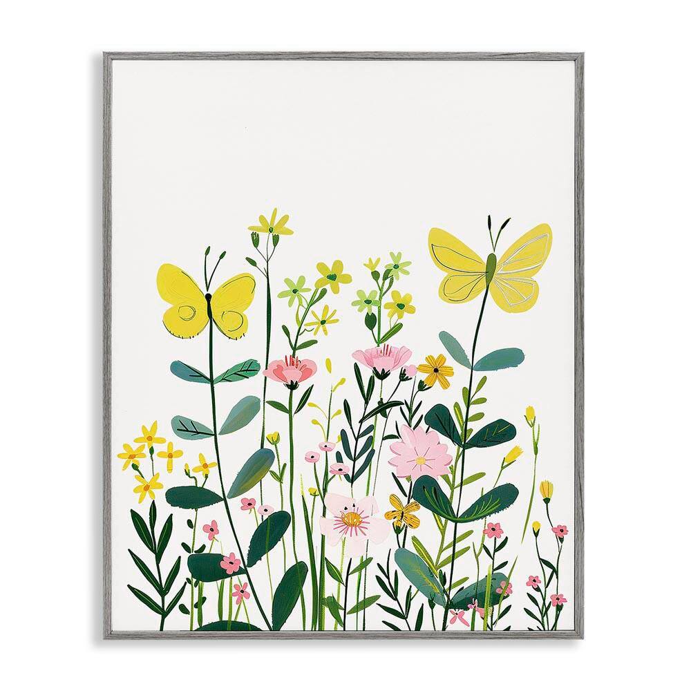 Blooming Garden Butterflies by LSR Design Studio Gray Framed Nature Giclee Art Print 20 in. x 16 in. price history on PriceWatchPro