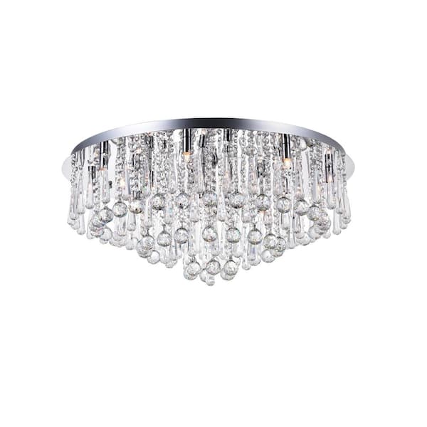 CWI Lighting Brianna 16 Light Flush Mount With Chrome Finish