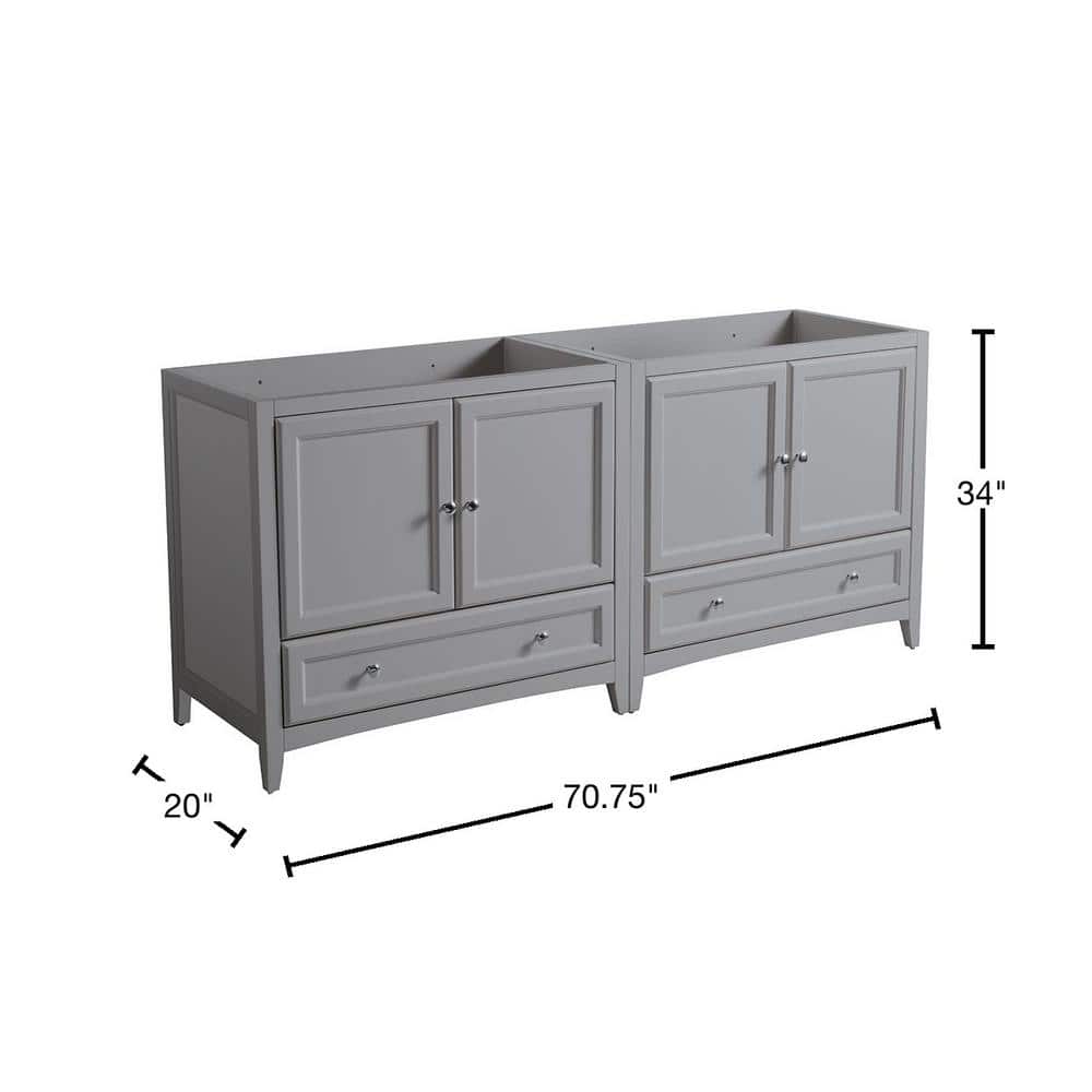Gray Engineered Wood Freestanding Double Sink Vanity Base